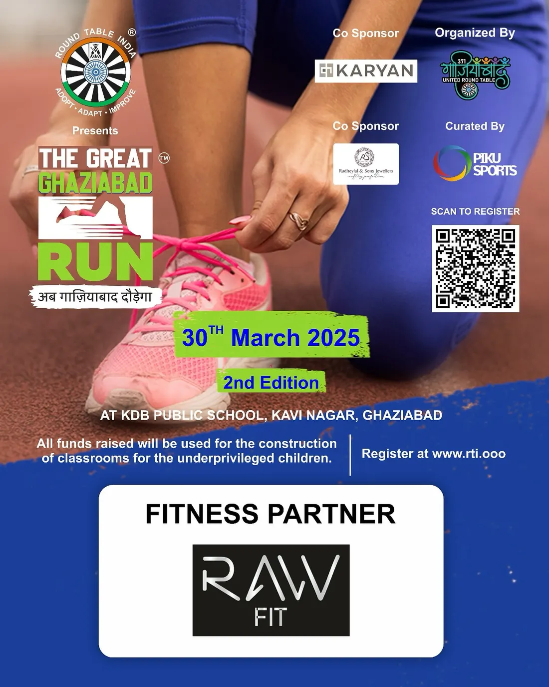 The Great Ghaziabad Run poster naming RawFit as fitness partner